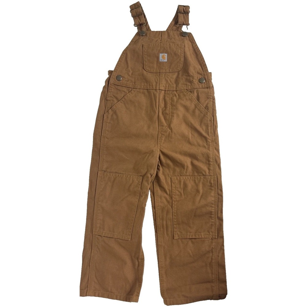Carhartt Kids Duck Bib Overalls 3T Brown Double Knee Outdoor Workwear Utility